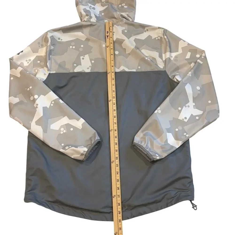 Under Armour Windbreaker Mens Med Gray Camo Hooded Pullover 1/4 Zip Lightweight